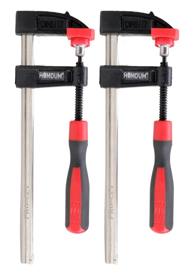 Homdum 12 inch Steel f clamp 300 x 80 mm F Clamp with Rubberized Handle and Surface Protection PVC Cover for Better Grip Metal F Clamps for Woodworking Glass and Welding Works. Pack OF 2PC - Image 1